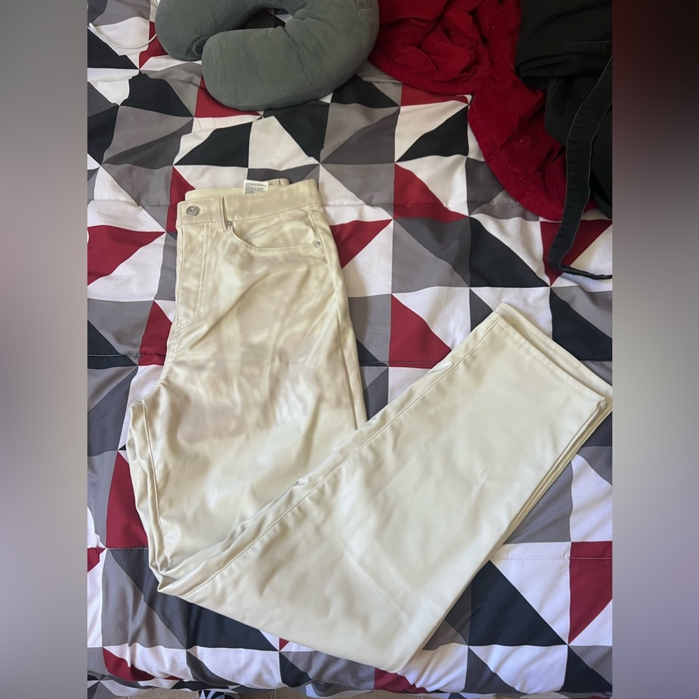 off white leather pants